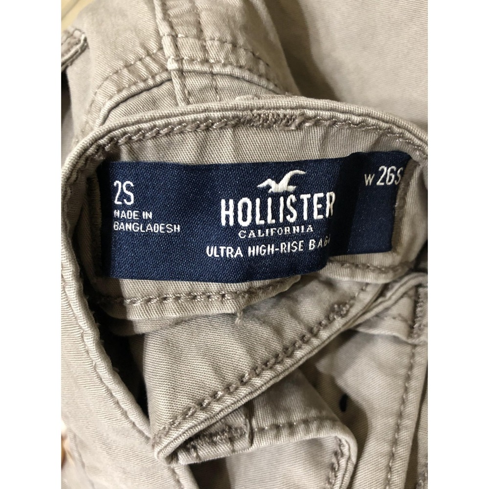 Hollister Cargo Pants Women's Size 2S (26x28) Ultra High Rise Baggy Beige - Picture 8 of 16